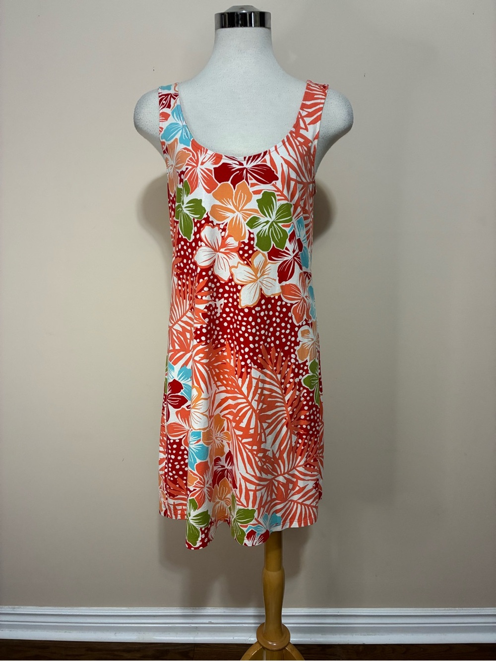 Tommy Bahama Coral & Red Tropical Floral Tank Dress